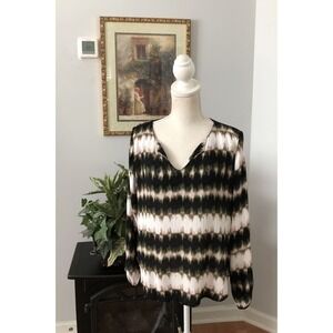 fab’rik Women’s Blouse Size S/Chico Pullover Split Back Keyhole 3/4 Sleeves